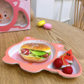 5-Piece Bamboo Dinnerware for Children Use